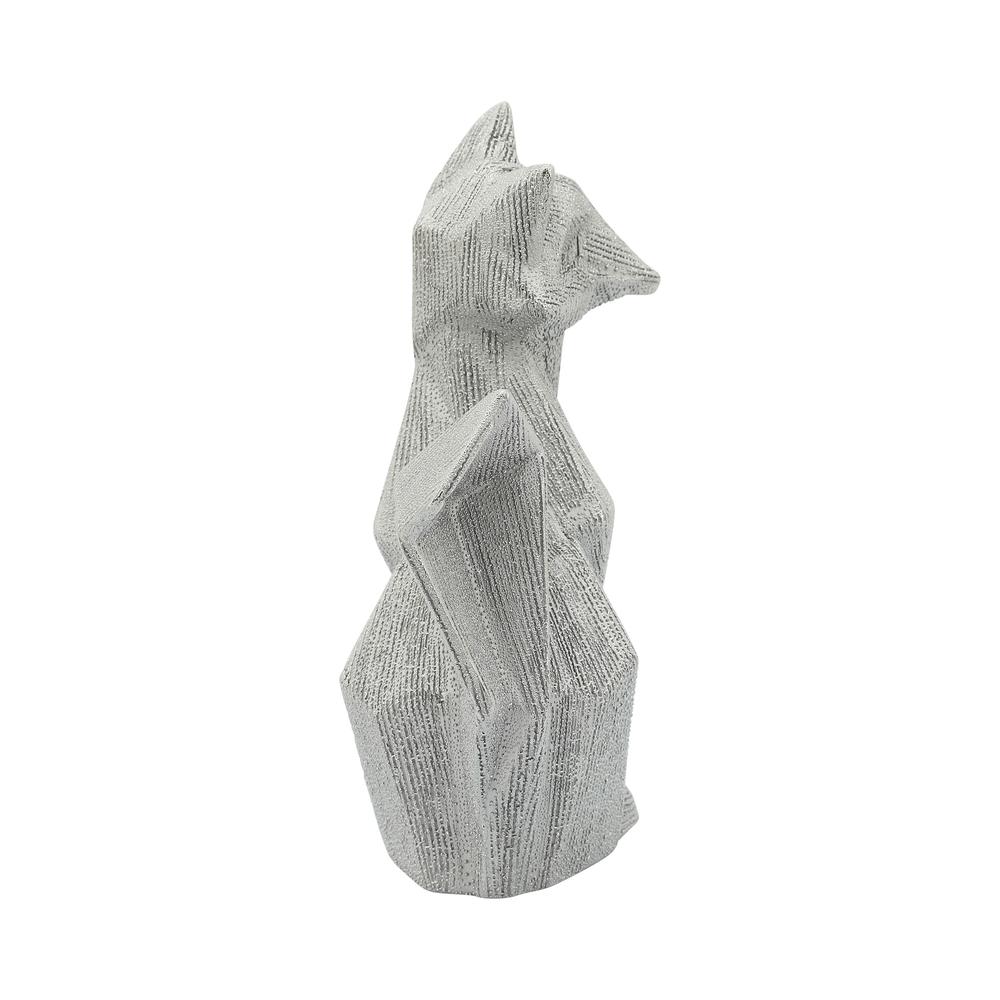 Cer, 10" Beaded Fox Figurine, Silver. Picture 3