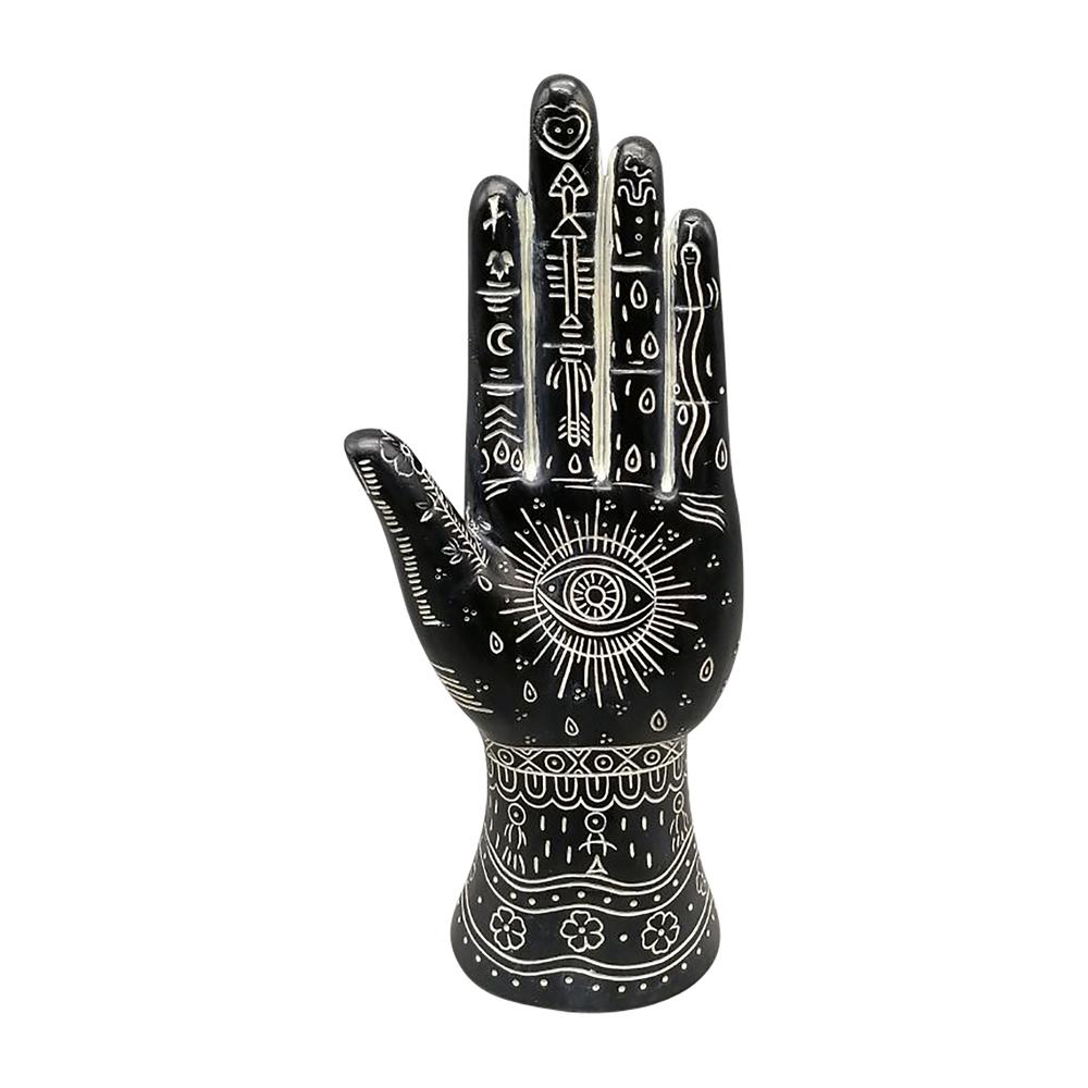 Resin, 10" Tattoo Hand, Black. Picture 1