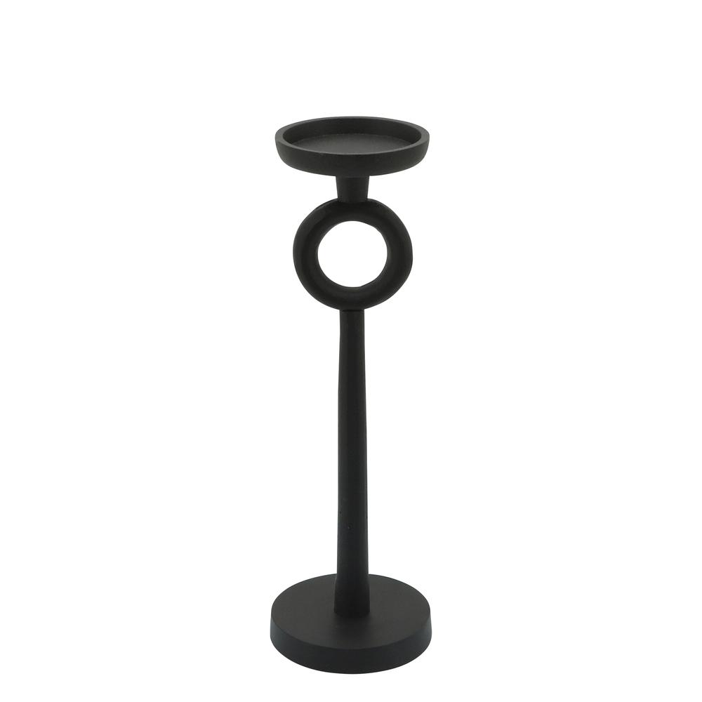 13"h Metal Candle Holder, Black. Picture 1