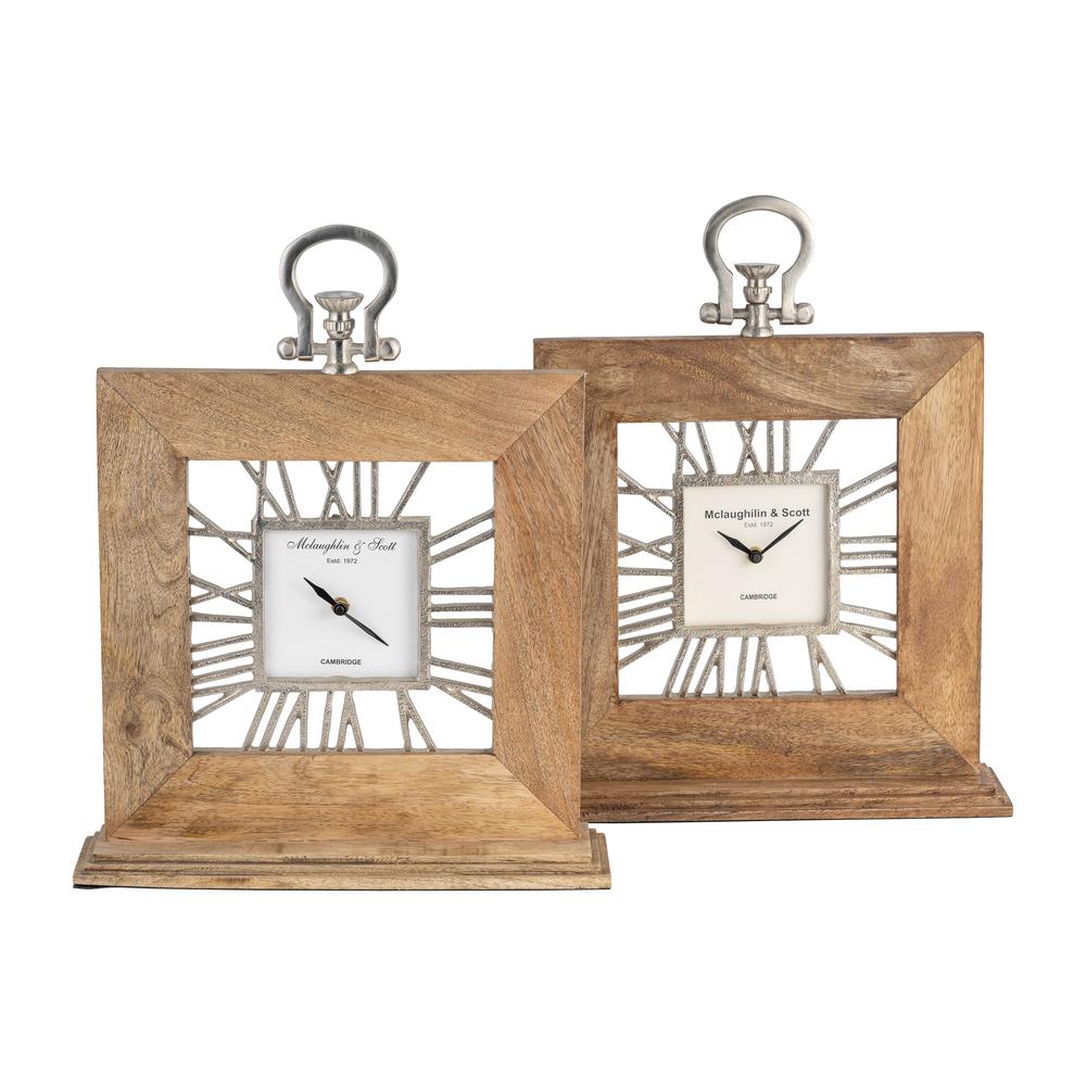 13x14 Mango Wood Table Clock, Natural. Picture 8