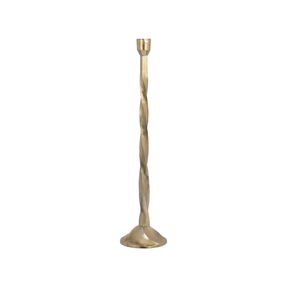 Metal, 24" Twisted Floor Taper Candleholder, Gold. Picture 1
