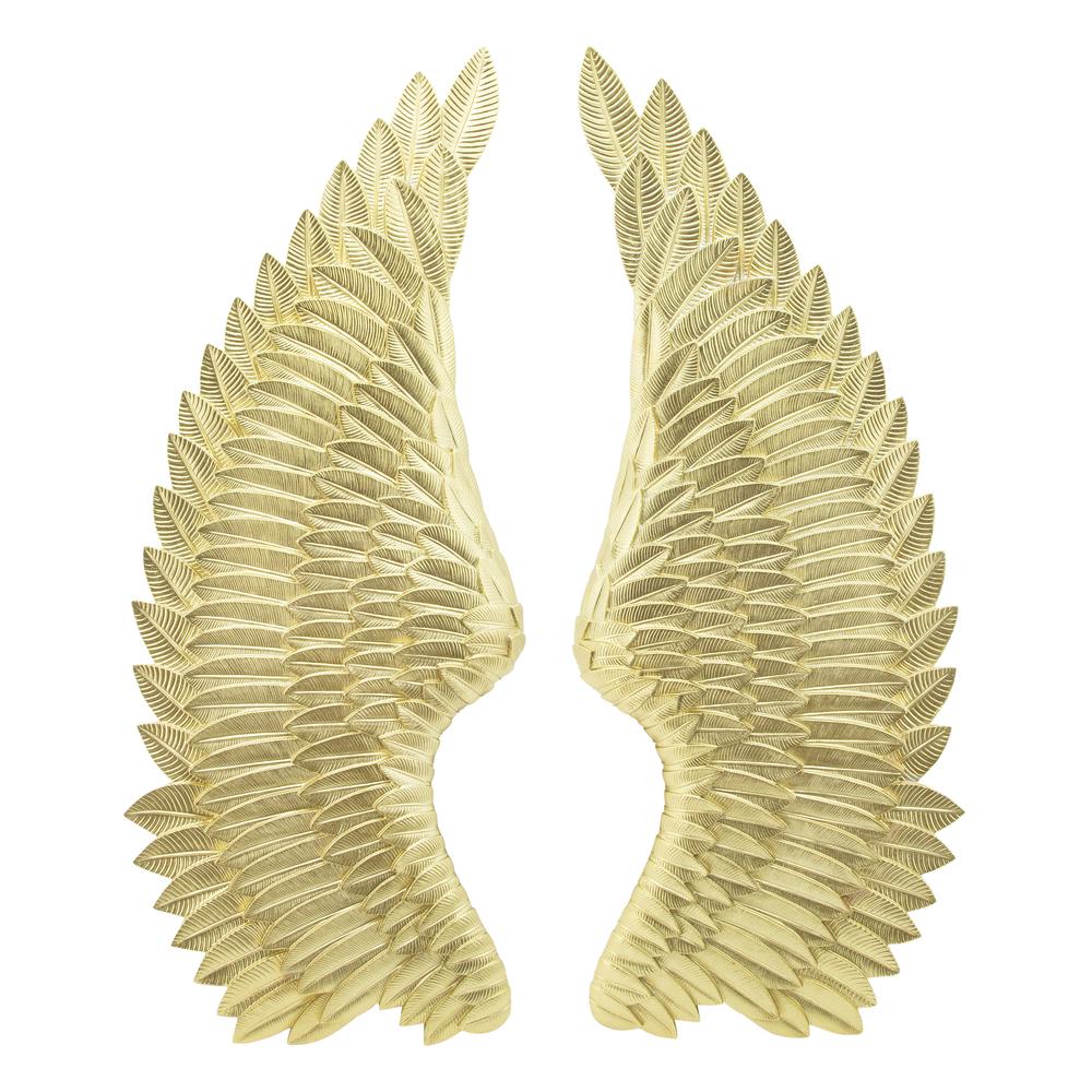 Resin S/2 Angel Wings Wall Accent, Gold. Picture 1