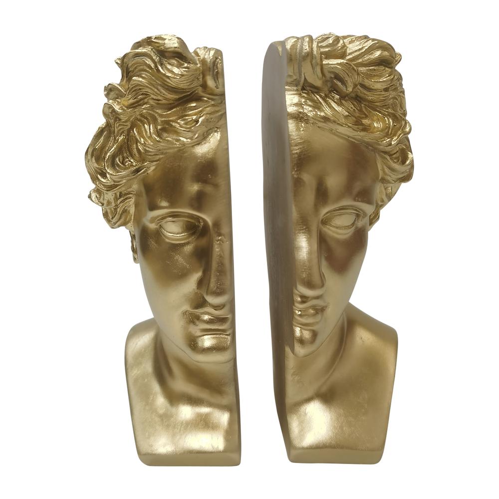 Resin, 9" Greek Goddess Bookends, Gold. Picture 1