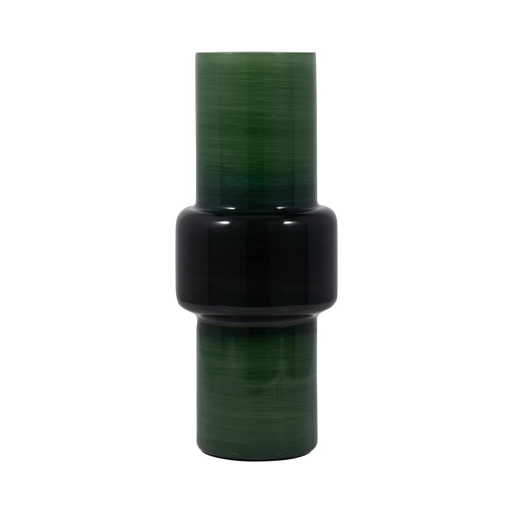 Glass, 15" Modern Cylinder Vase, Green. Picture 2