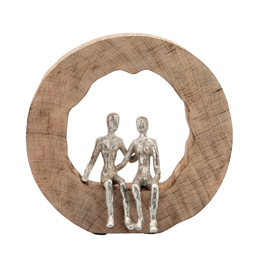 Aluminum Couple In Mango Wood, Silver/brown. Picture 1