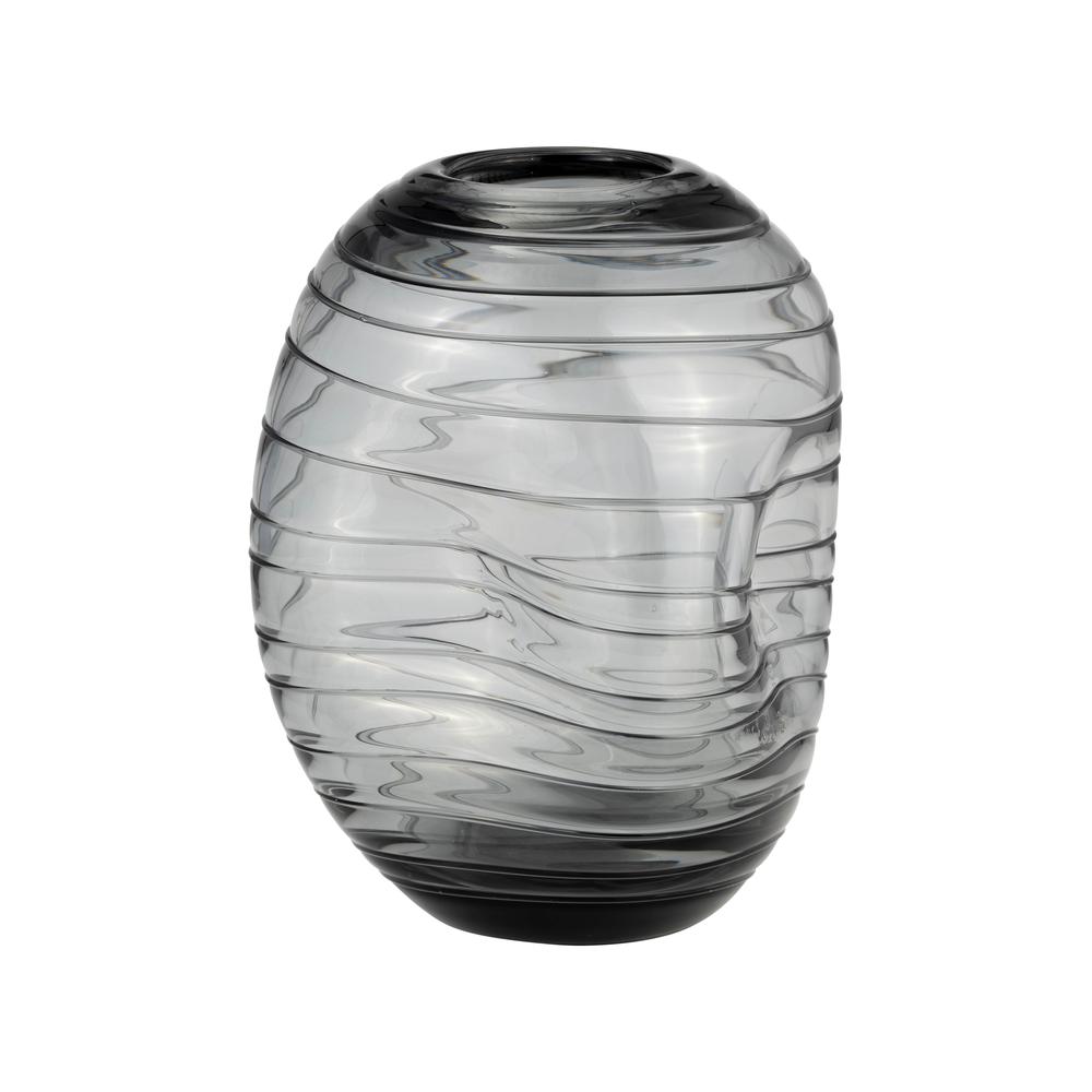 Glass, 8"h Pinched Vase, Smoke. Picture 2