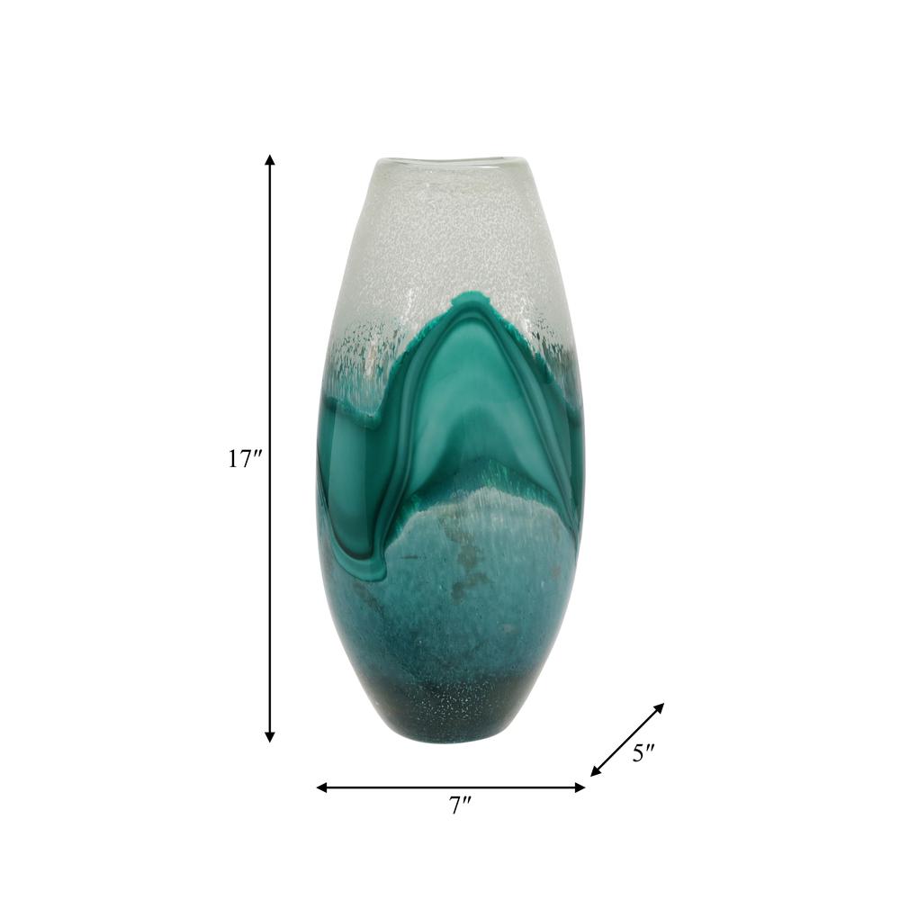 Glass 17"h Vase, Green Mix. Picture 4