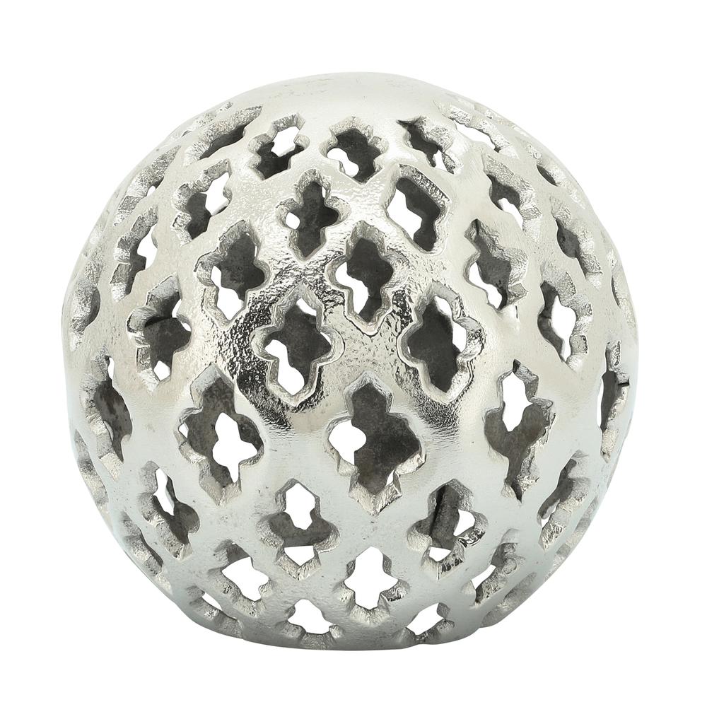 Metal, 8" Cut-out Orb, Silver. Picture 1