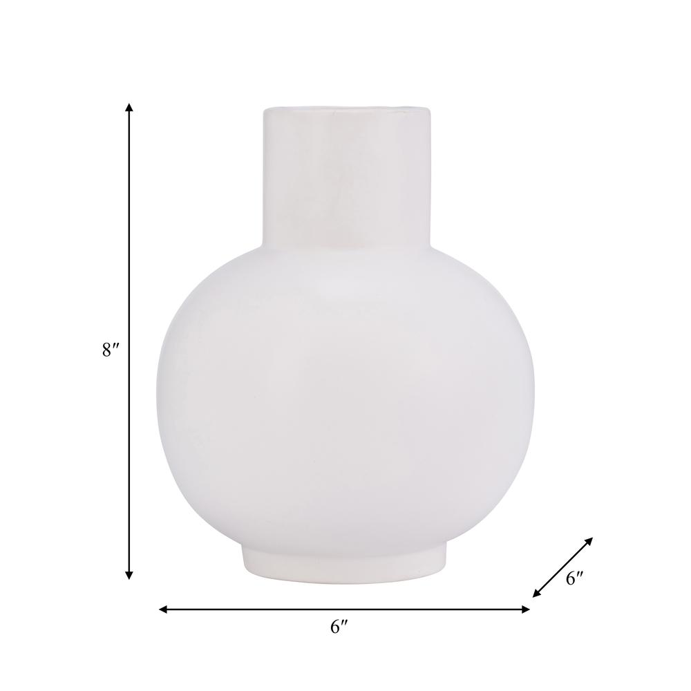 Cer, 8"h Bulbous Vase, White. Picture 8