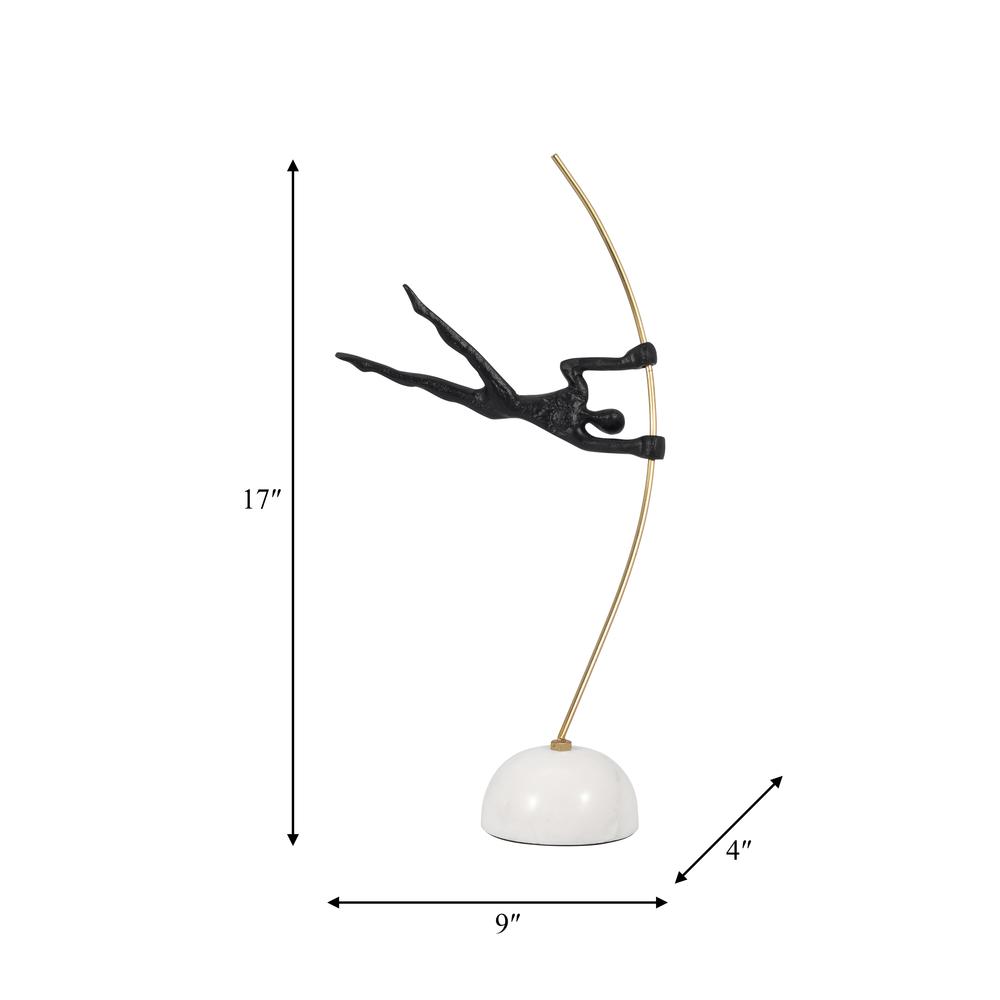 Metal, 17" Gymnast On Pole, Black/gold. Picture 9