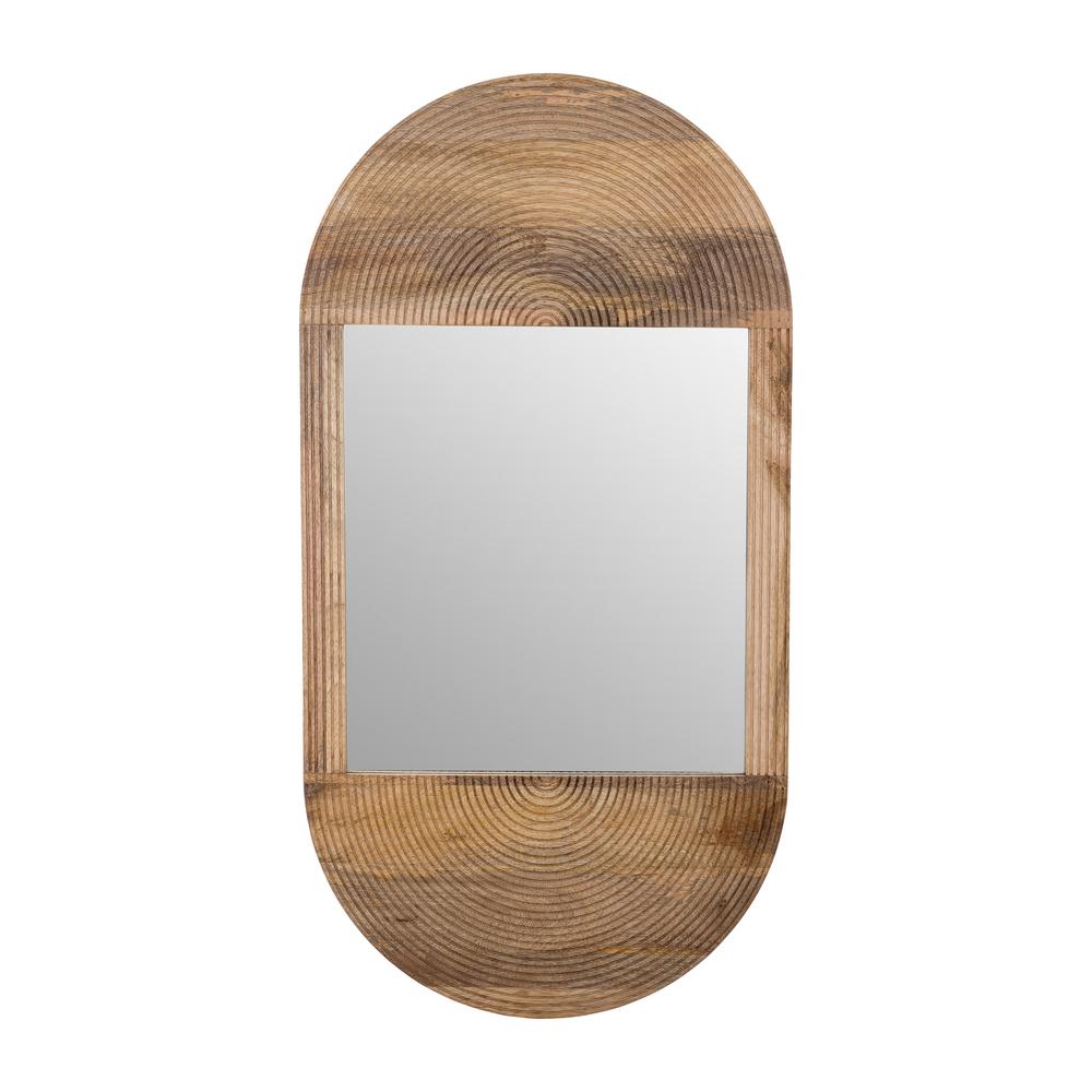 Wood, 34"lx18"w Oval Mirror, Brown. Picture 1