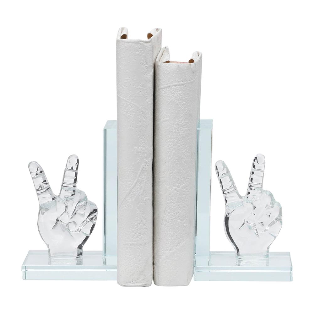 Crystal, S/2 6"h Peace Sign Bookends. Picture 5