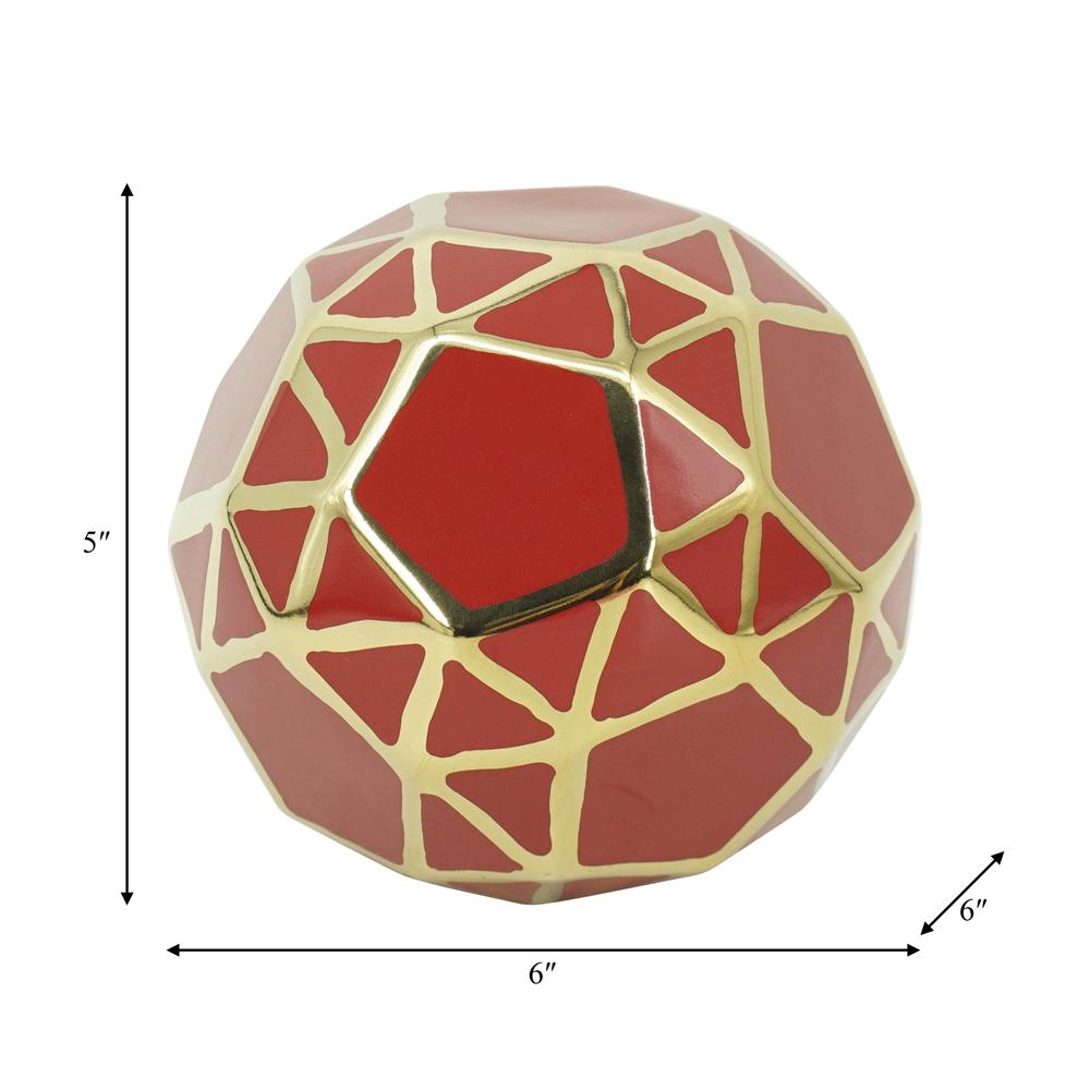 Ceramic Orb 6" Red/gold. Picture 2