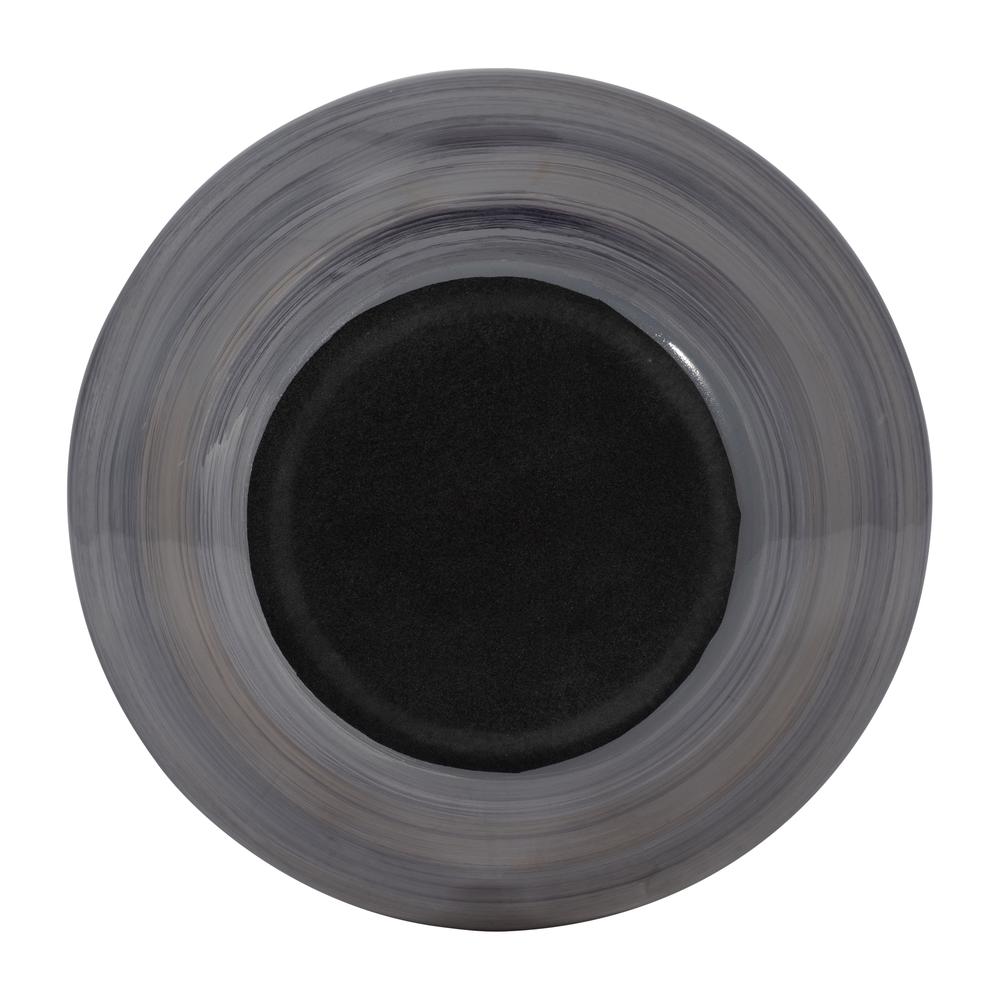 Glass, 15" Enameled Vase, Gray/black. Picture 6