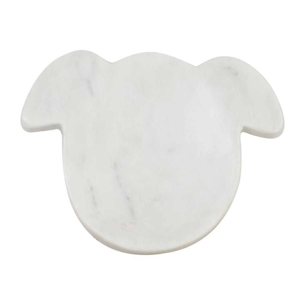 Marble, 7x5 Dog Trinket Tray, White. Picture 1