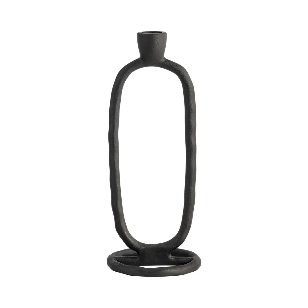Metal, 10" Open Oval Taper Candleholder, Black. Picture 1