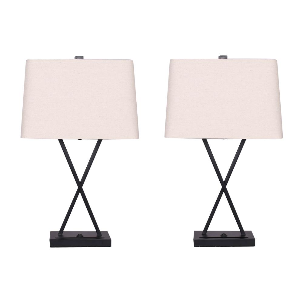 Metal,s/2,25"h,x Bar Accent Tbl Lamps,blk. Picture 1