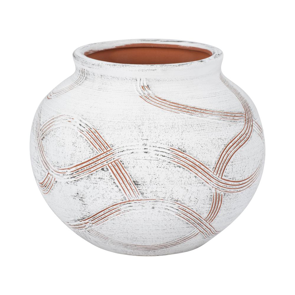 Cer, 7" Round Global Vase, White. Picture 1
