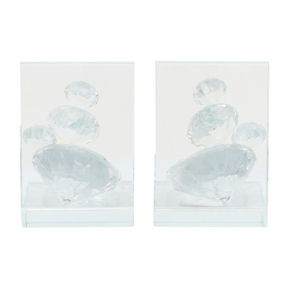 S/2 Crystal Diamond Bookends. Picture 5