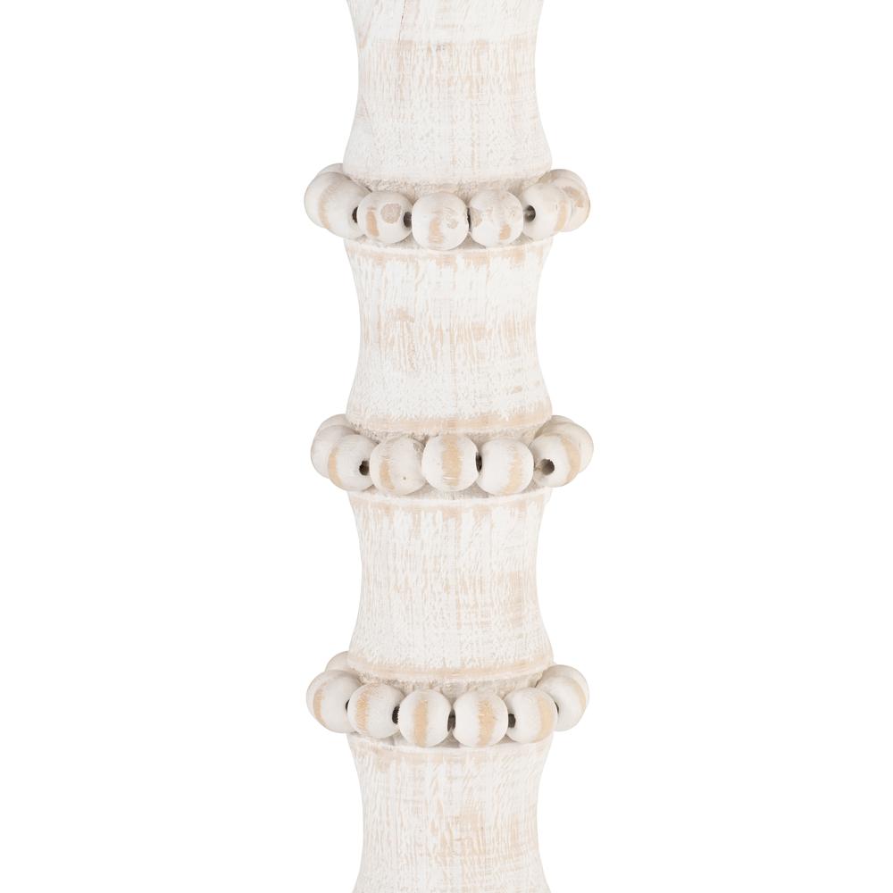 Wood, 13" Antique Style Candle Holder, White. Picture 4