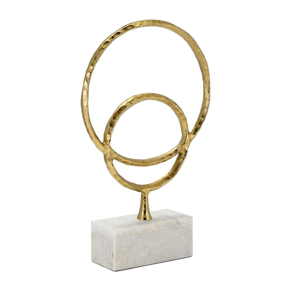 Metal/marble, 21"h Double Ring Accent, Gold. Picture 2