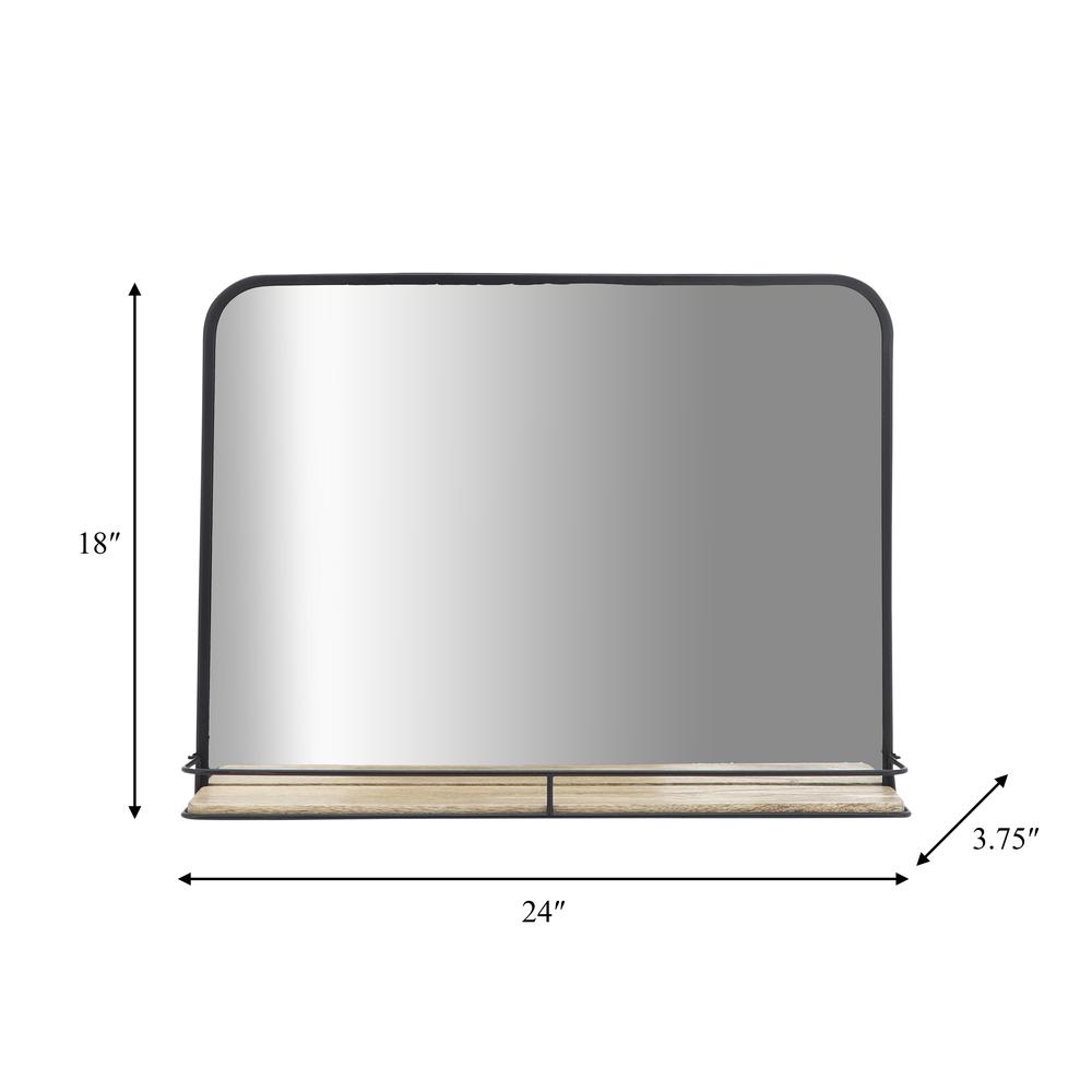 Metal, 24x18 Mirror W/ Folding Shelf, Black/brown. Picture 3