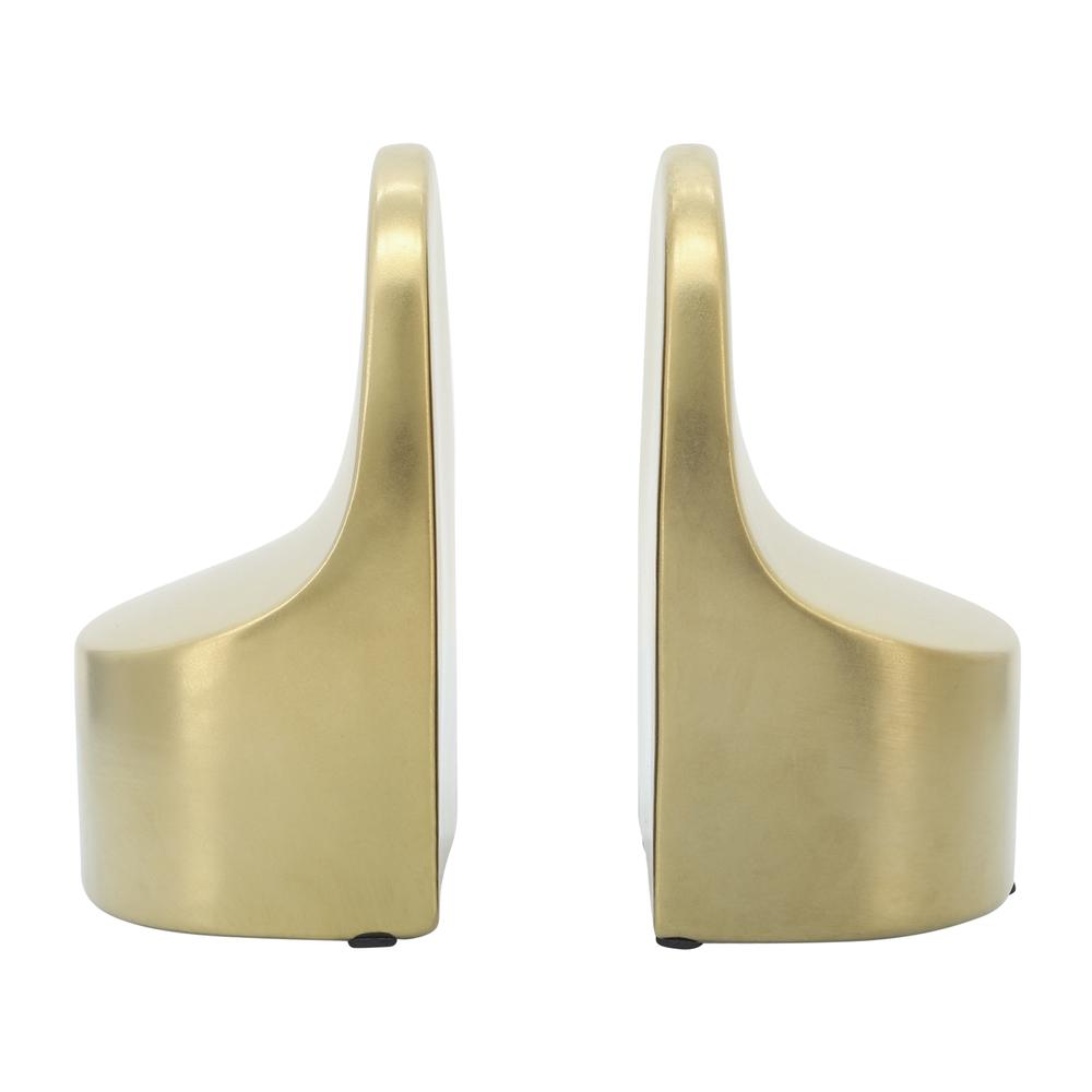 Cer, 6"h Contemporary Bookends, Gold. Picture 2
