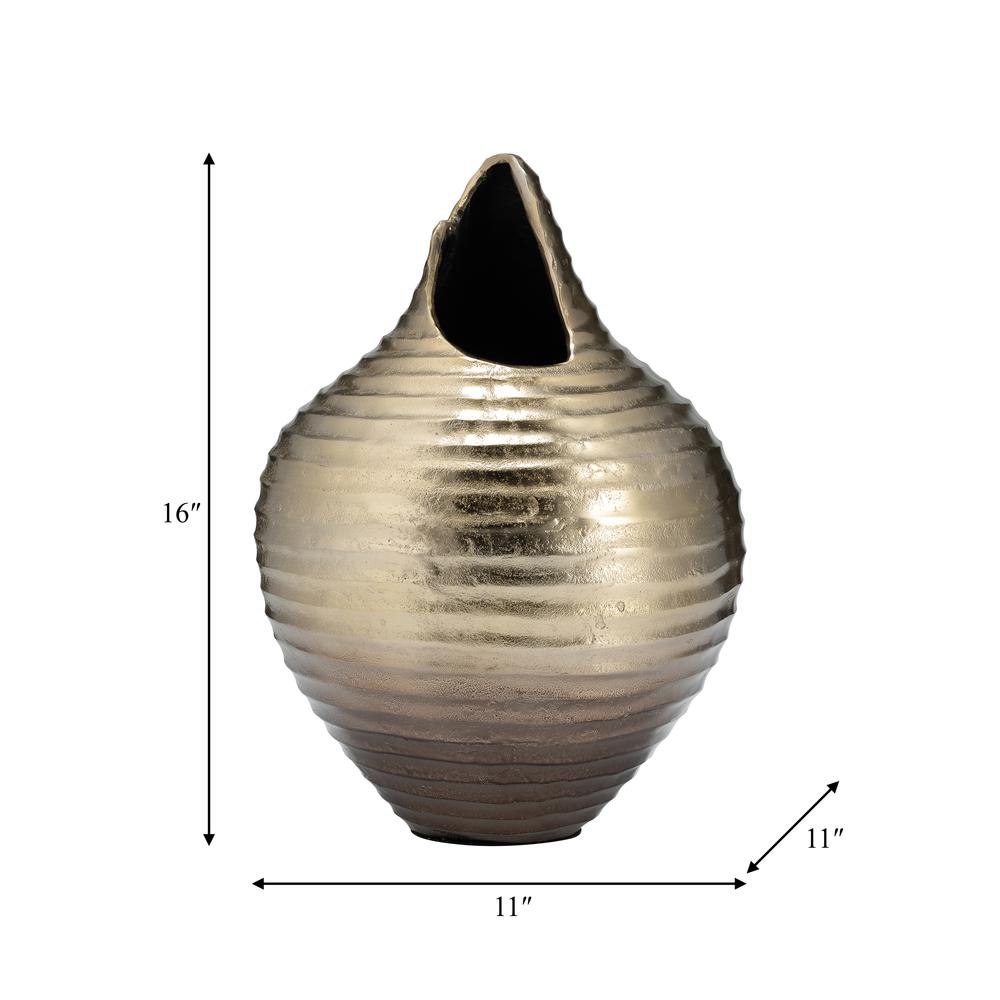 Metal,16",shell Like Vase,gold. Picture 9