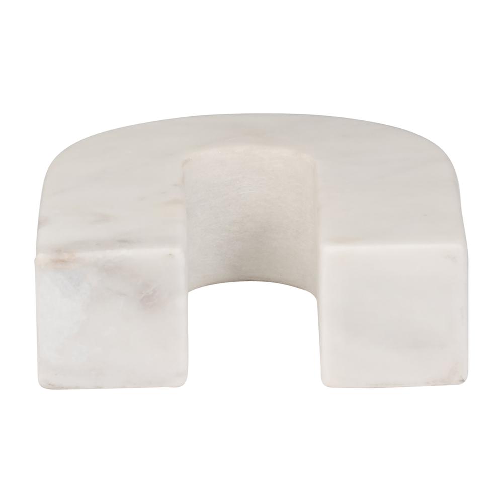 Marble, 6"h Horseshoe Tabletop Deco, White. Picture 6