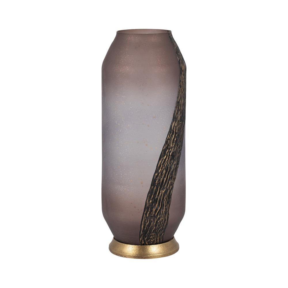 Glass, 15" Metallic Detail Vase,  Blush. Picture 2