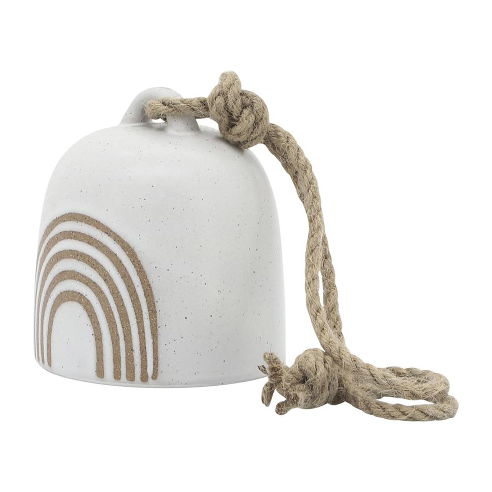Cer, 4" Hanging Bell Rainbow, White/beige. Picture 4