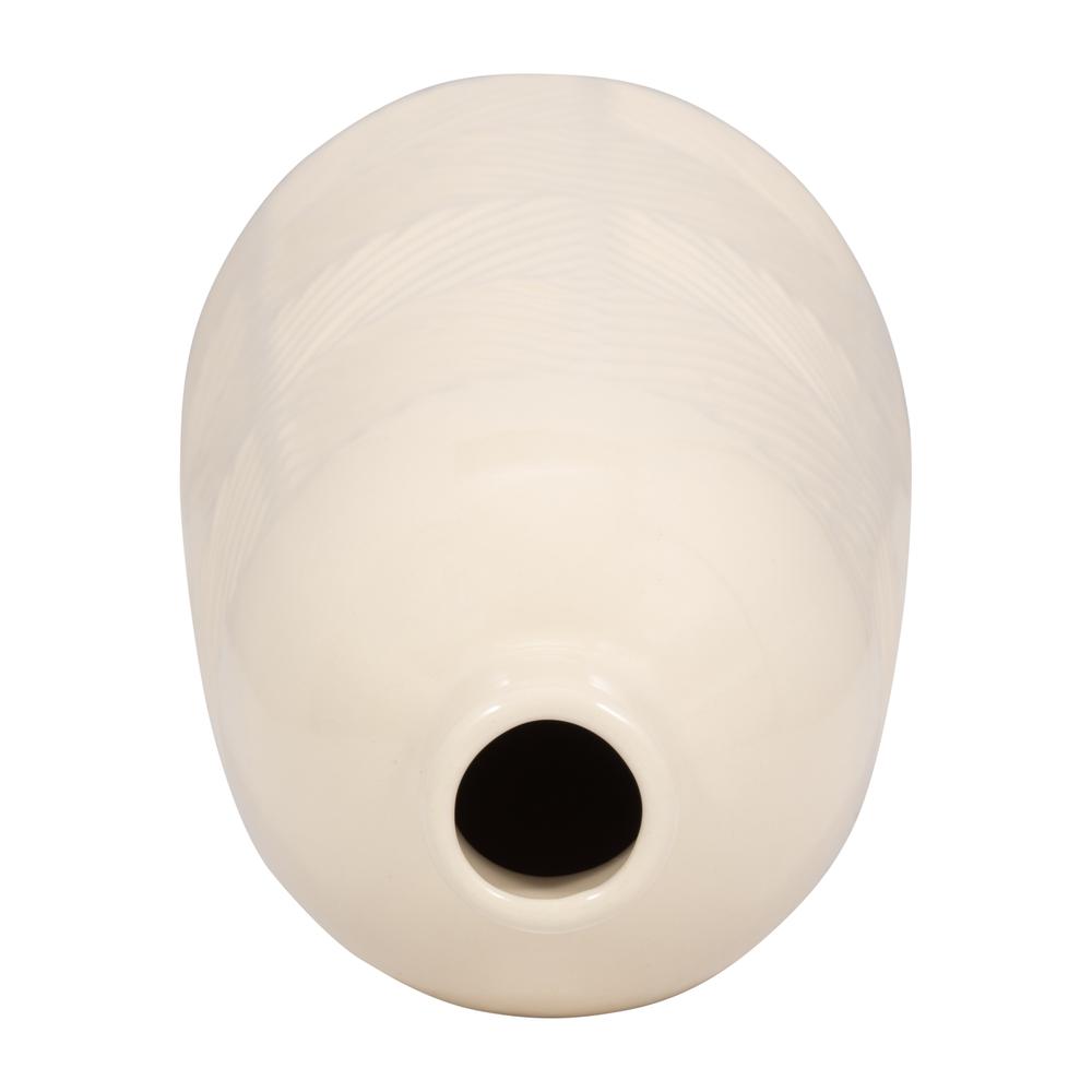 Cer, 14" Textured Lines Vase, Cotton. Picture 5
