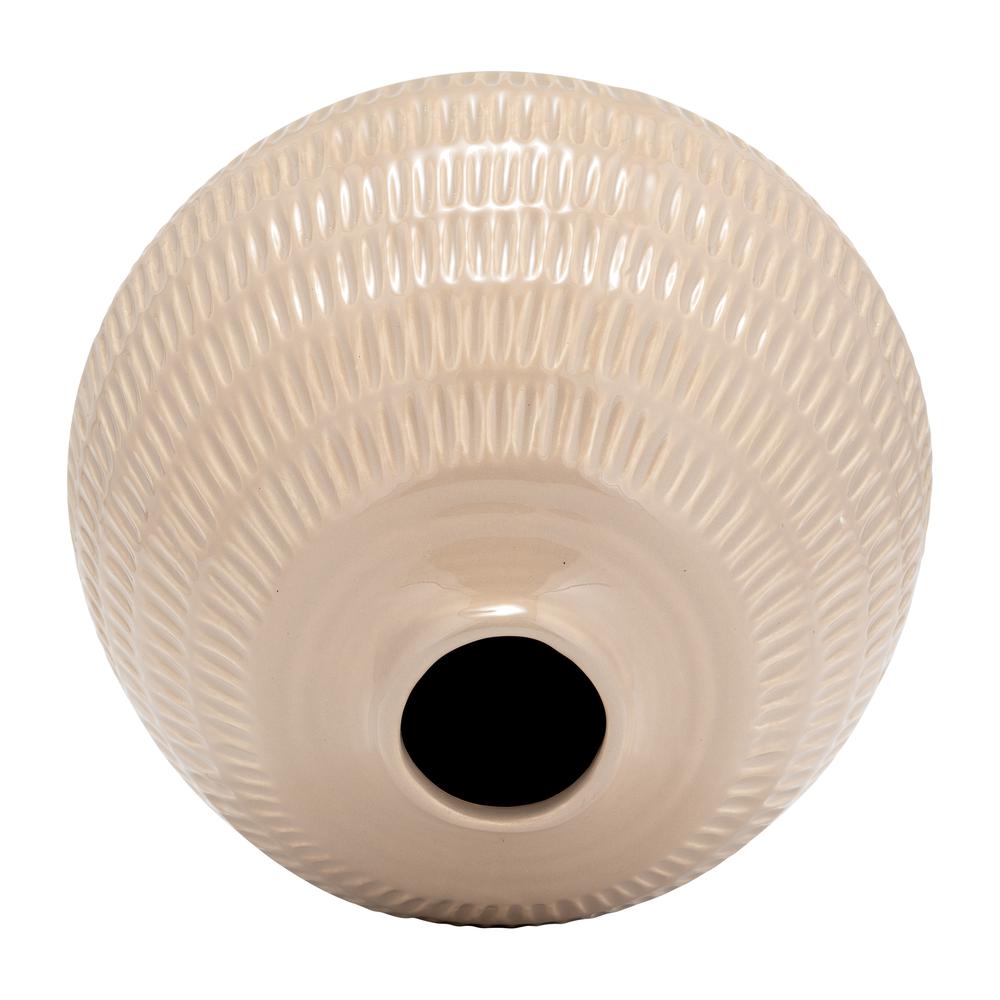 Cer,6",stripe Oval Vase,irish Cream. Picture 5