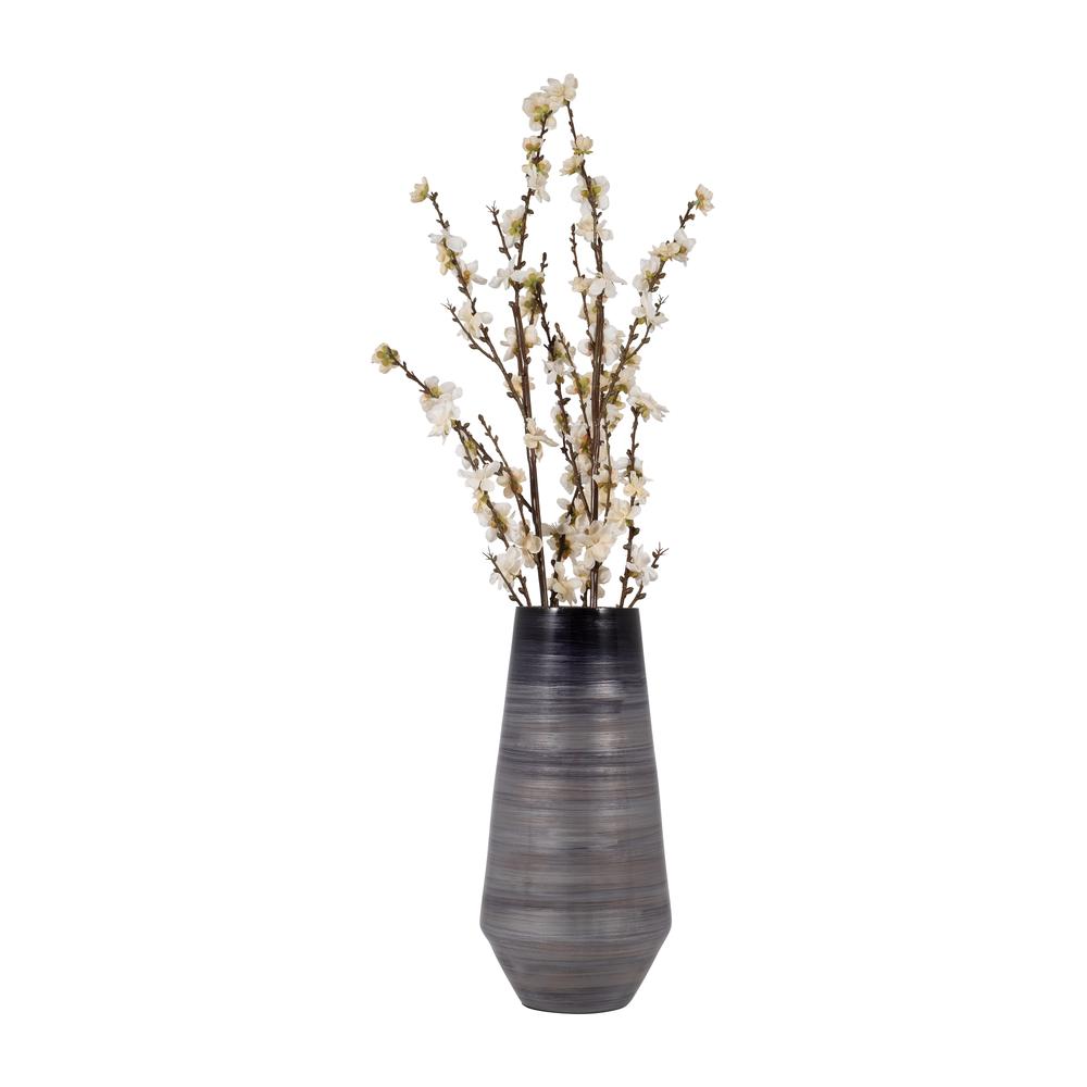 Glass, 15" Enameled Vase, Gray/black. Picture 3