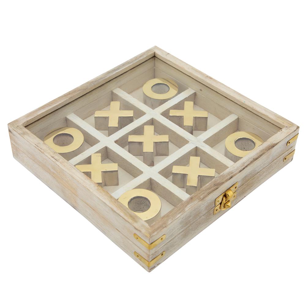 Wood 8x8 Tic Tac Toe, White. Picture 1