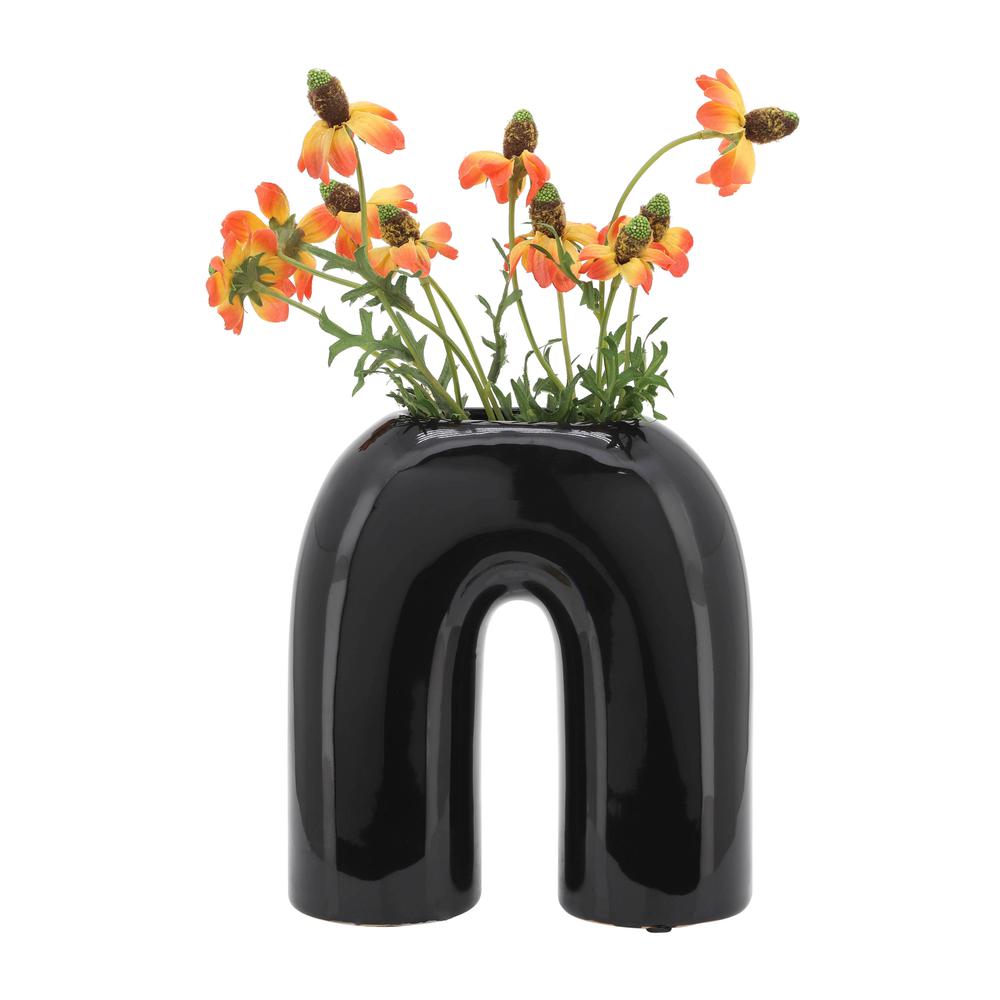 Cer, 8" Horseshoe Vase, Black. Picture 5
