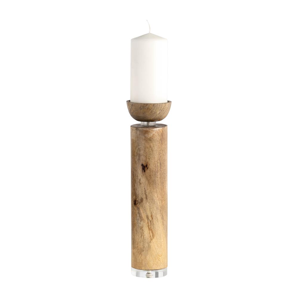 Wood, 14" Acrylic Detail Taper Candleholder, Natur. Picture 2