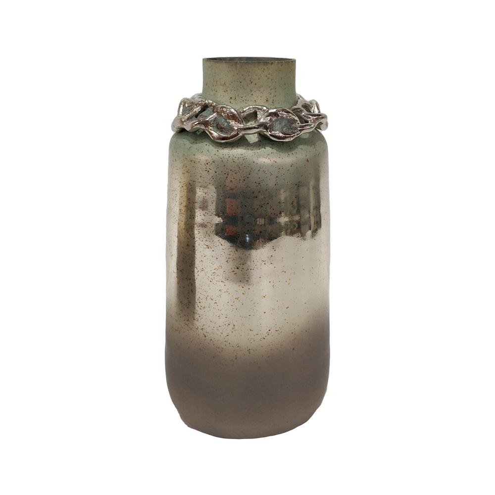 Glass,15"h,vase W/bracelet,nickle W/aloe. Picture 1