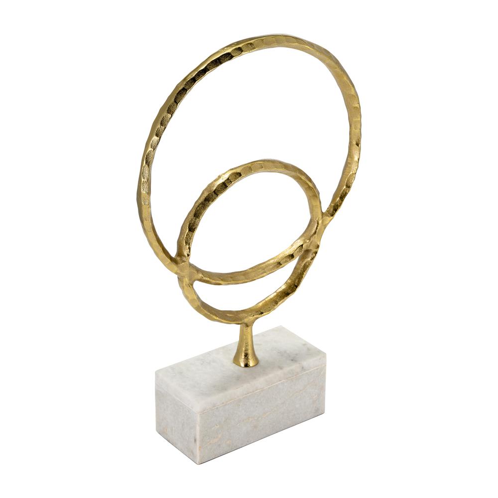Metal/marble, 21"h Double Ring Accent, Gold. Picture 4