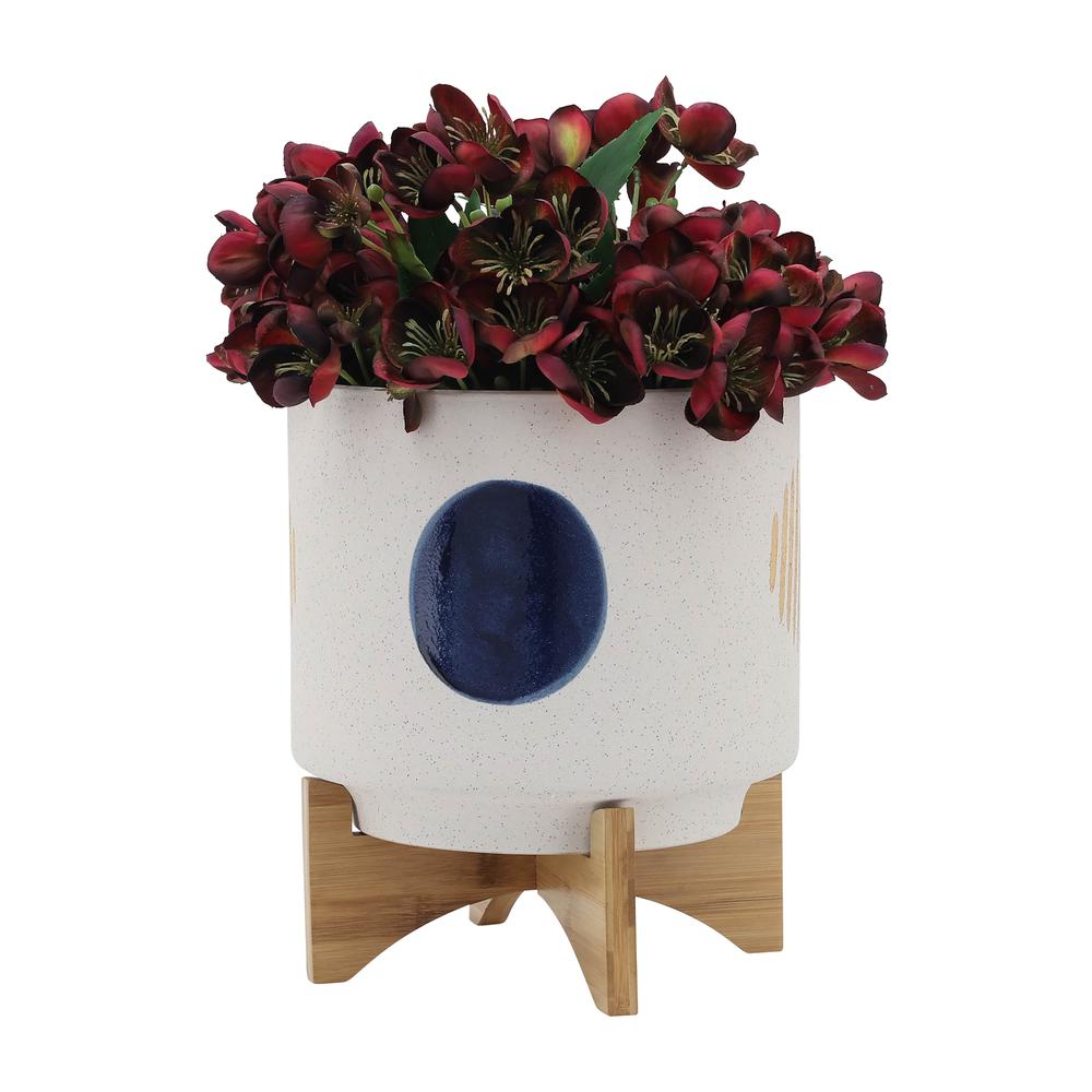 10" Funky Planter W/ Stand, White. Picture 3