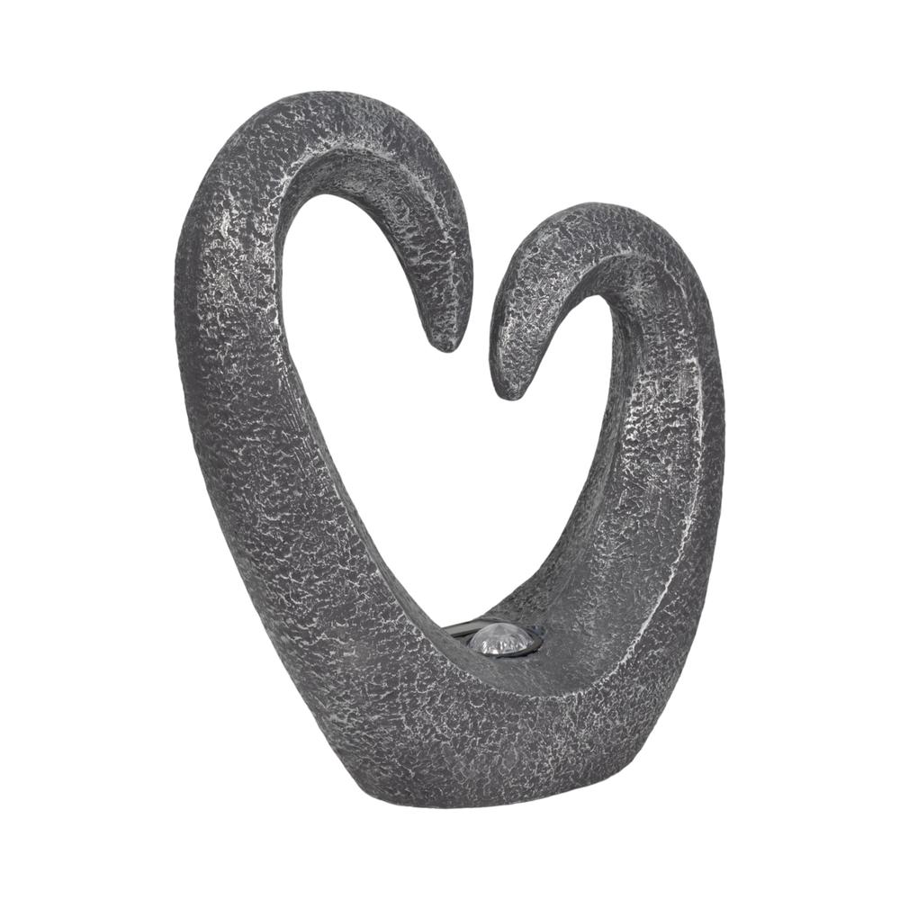 19" Heart Statue With Solar, Dark Grey. Picture 3
