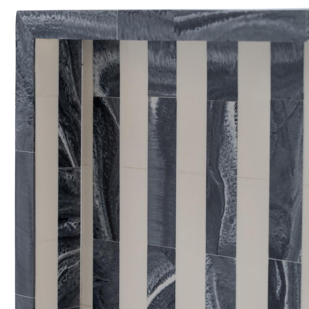 Resin, S/3 13/18/24" Striped Trays, Gray/white. Picture 7