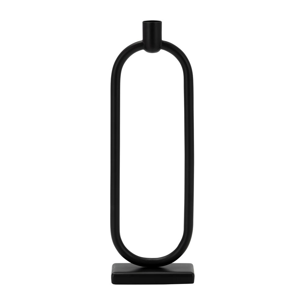 Metal,13"h,oval Taper Candle Holder,black. Picture 1