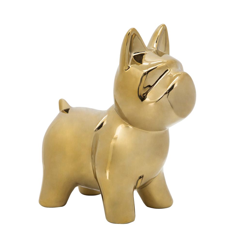 Cer, 8" Dog Table Deco, Gold. Picture 1