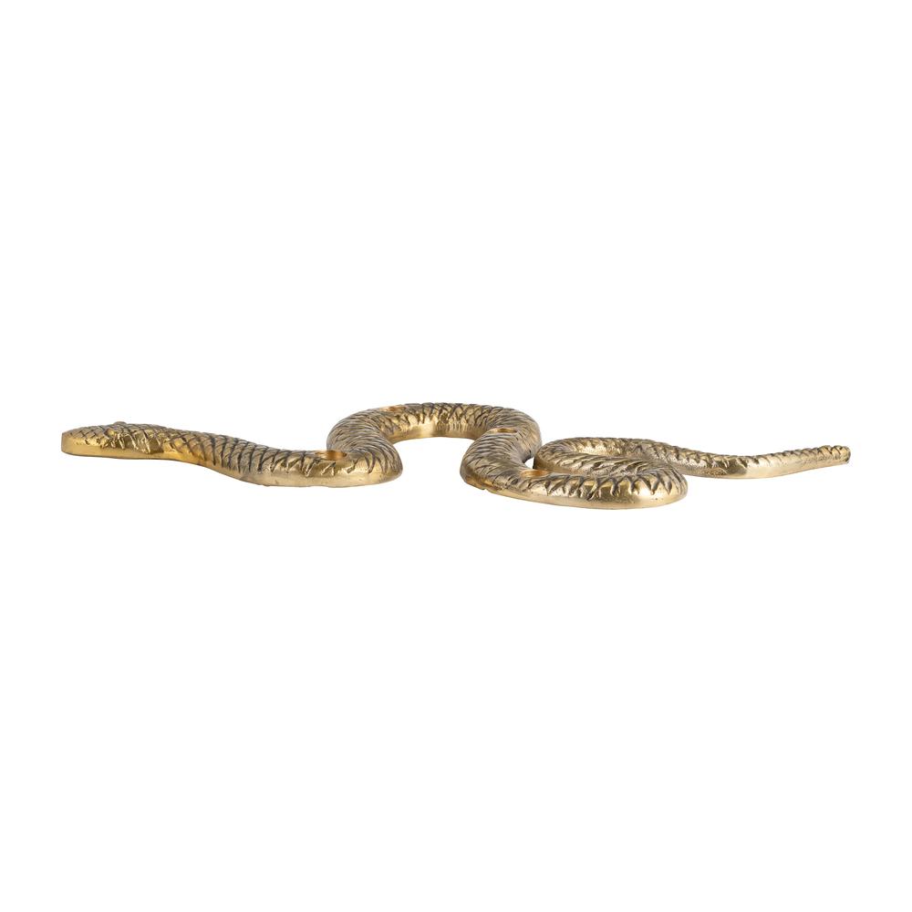 Metal, 22" Snake 4-taper Candle Holder, Gold. Picture 2