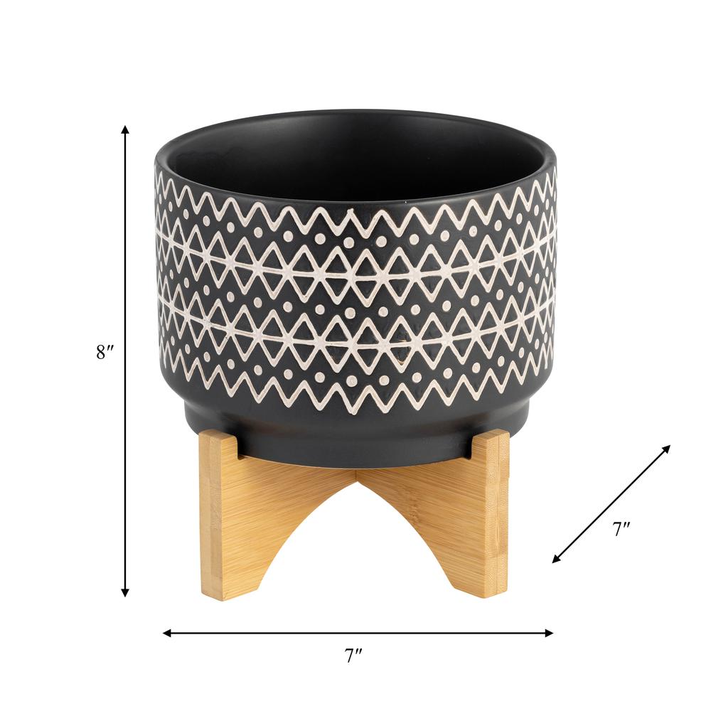 7" Abstract  Planter On Stand, Black. Picture 8