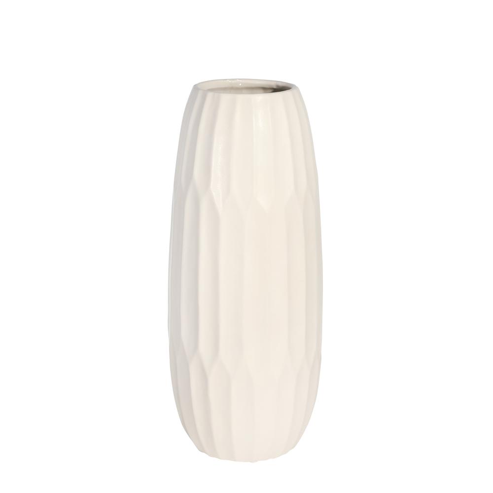 Ceramic 14" Vase , White. Picture 1