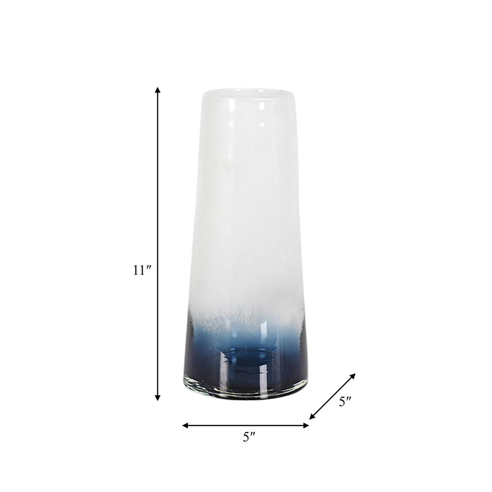 Glass, 11" Blue Waters Vase, Blue/white. Picture 8