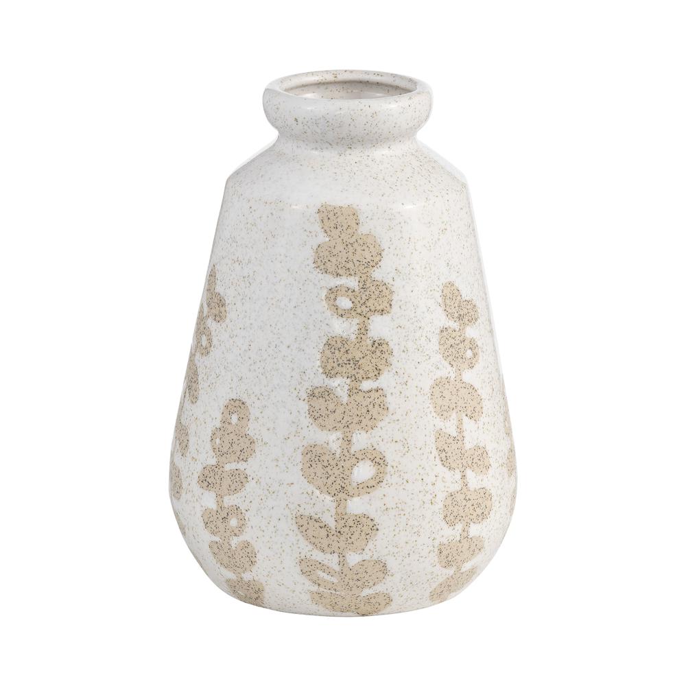 Cer, 8"h Botanical Vase, Ivory. Picture 1