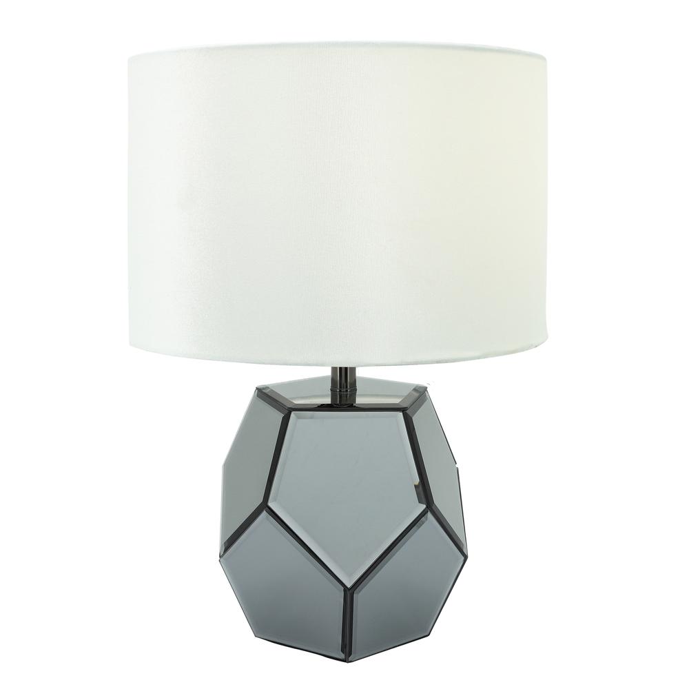 Mirrored 17.25" Facetd Table Lamp, Silver. Picture 2